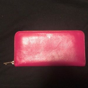 Pink Fossil full size wallet